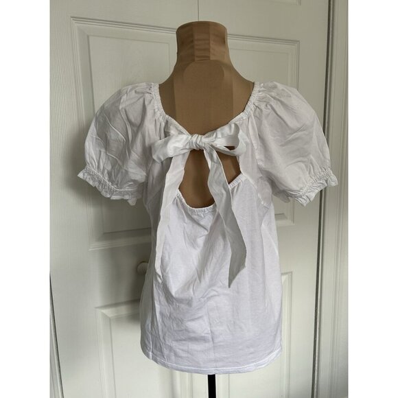 J.Crew Top Womens Short Sleeve Woven Mix Tie-Back Shirt White Size S - Picture 5 of 10